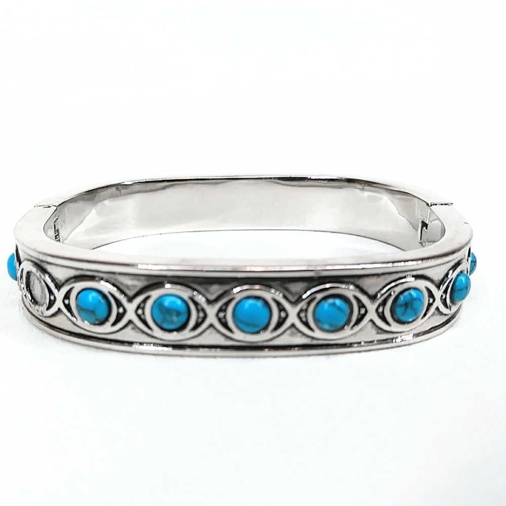 Southwest Turquoise Rectangular Bangle - image 3